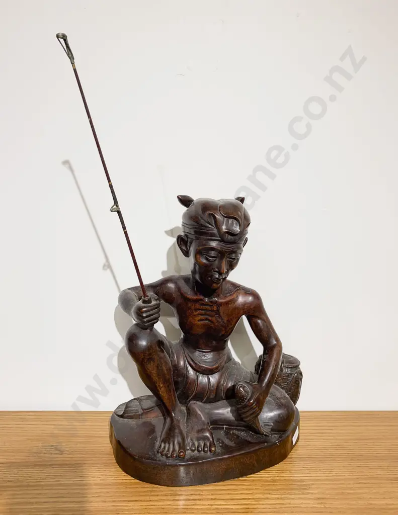 Balinese Rosewood Figure of Fisherman Image 1++