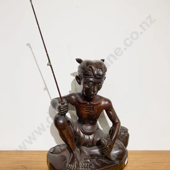Balinese Rosewood Figure of Fisherman