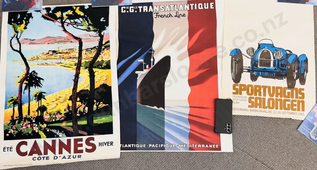 Two Reproduction French Posters on Canvas together with Other Image 1++