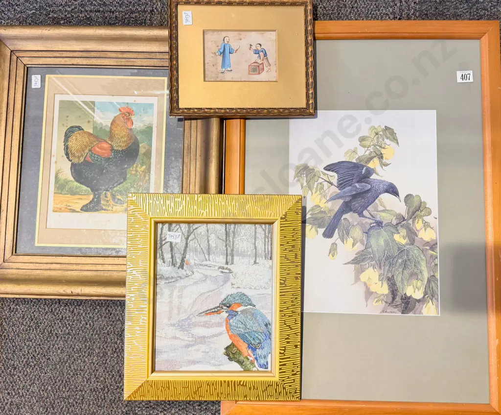Four Assorted Framed Prints & Originals Image 1++