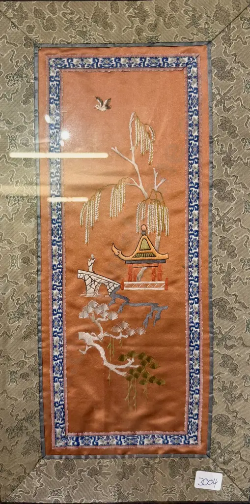 Pair of Chinese Silk Embroidery Panels together with Other Similar Image 1++