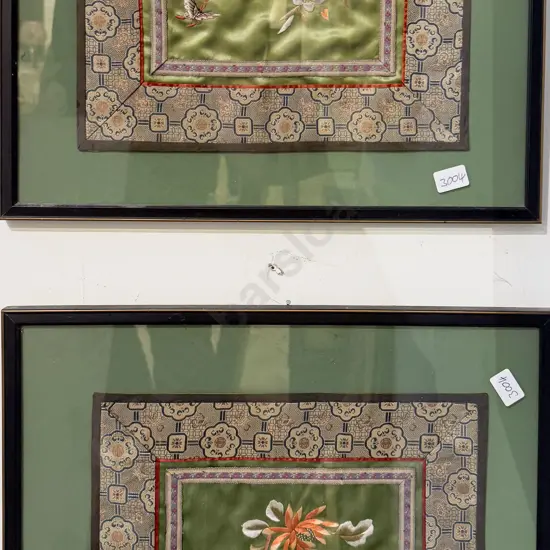 Pair of Chinese Silk Embroidery Panels together with Other Similar