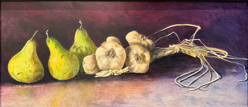 Des Boyland - "Garlic & Pears" - Acrylic on Board Image 1++