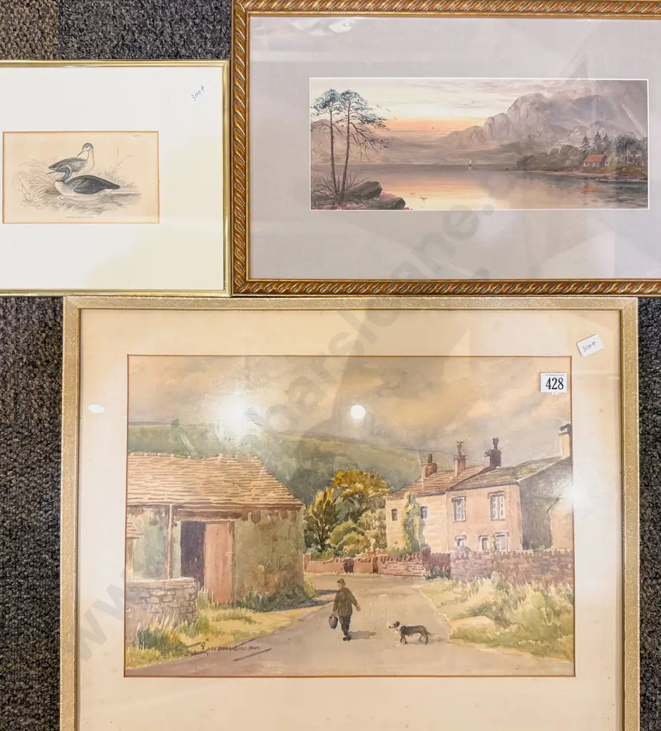 Three Assorted Framed Works incl Watercolour & Oil Landscape Image 1++