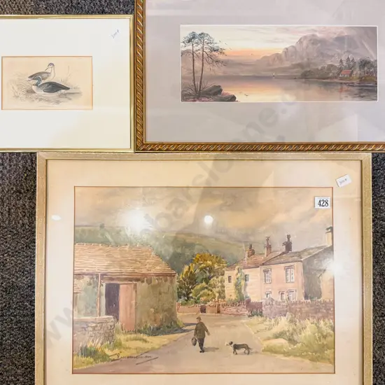 Three Assorted Framed Works incl Watercolour & Oil Landscape