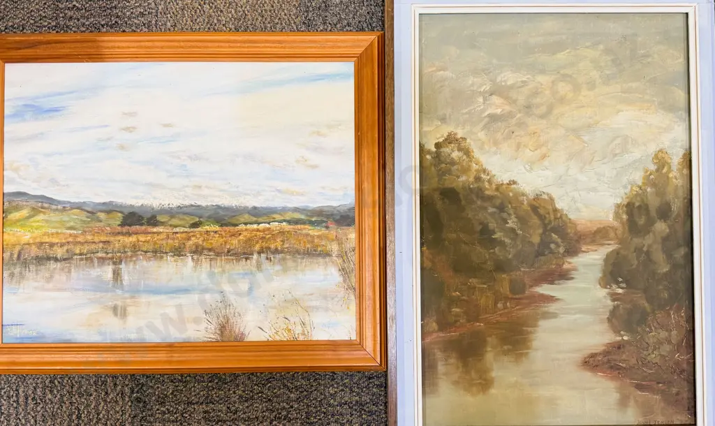 Jean L. Jensen - "Taihape River Scene" - Oil on Board together with Other Oil Image 1++