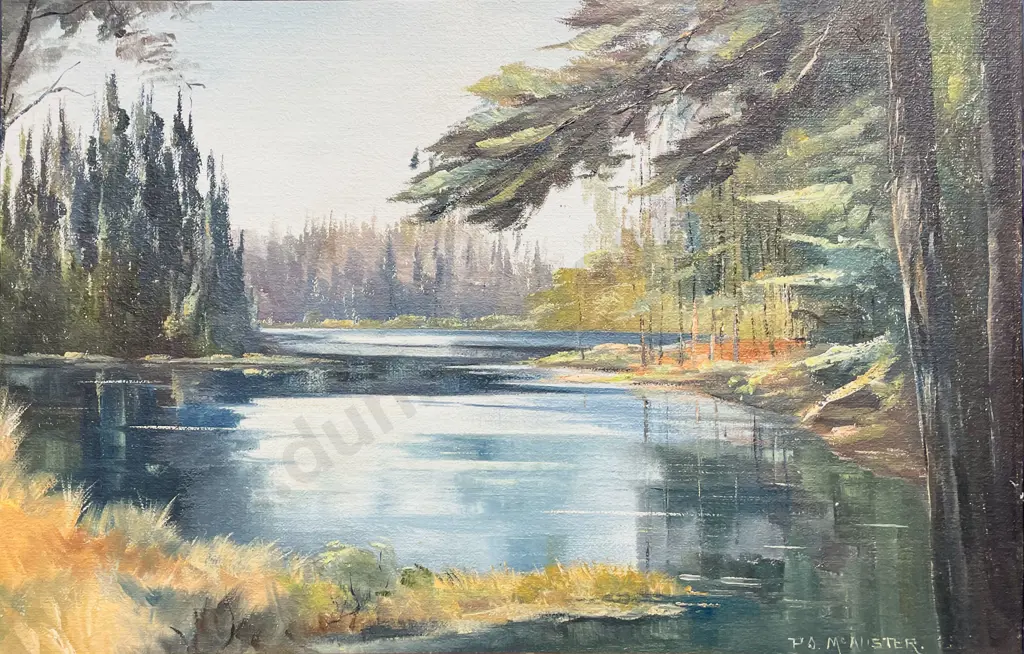 P. O. McAlister - "Lakeside Study" - Oil on Board Image 1++