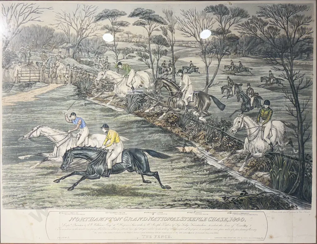 19th Century Hand Coloured Aquatint, The Northampton Grand National Steeple Chase 1840 Image 1++