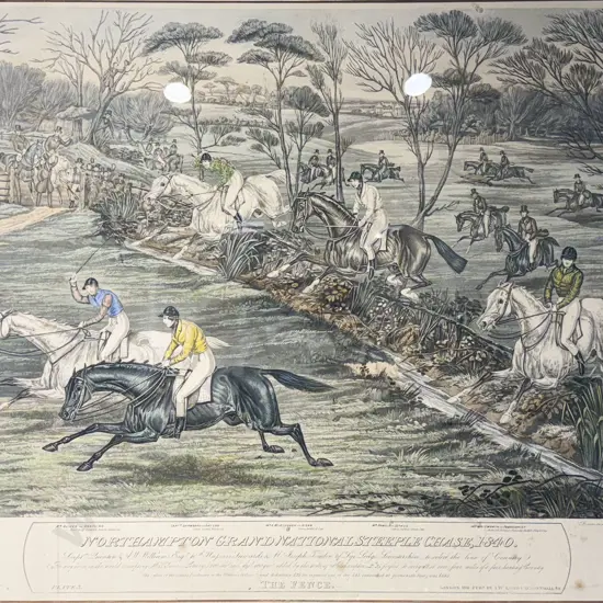 19th Century Hand Coloured Aquatint, The Northampton Grand National Steeple Chase 1840
