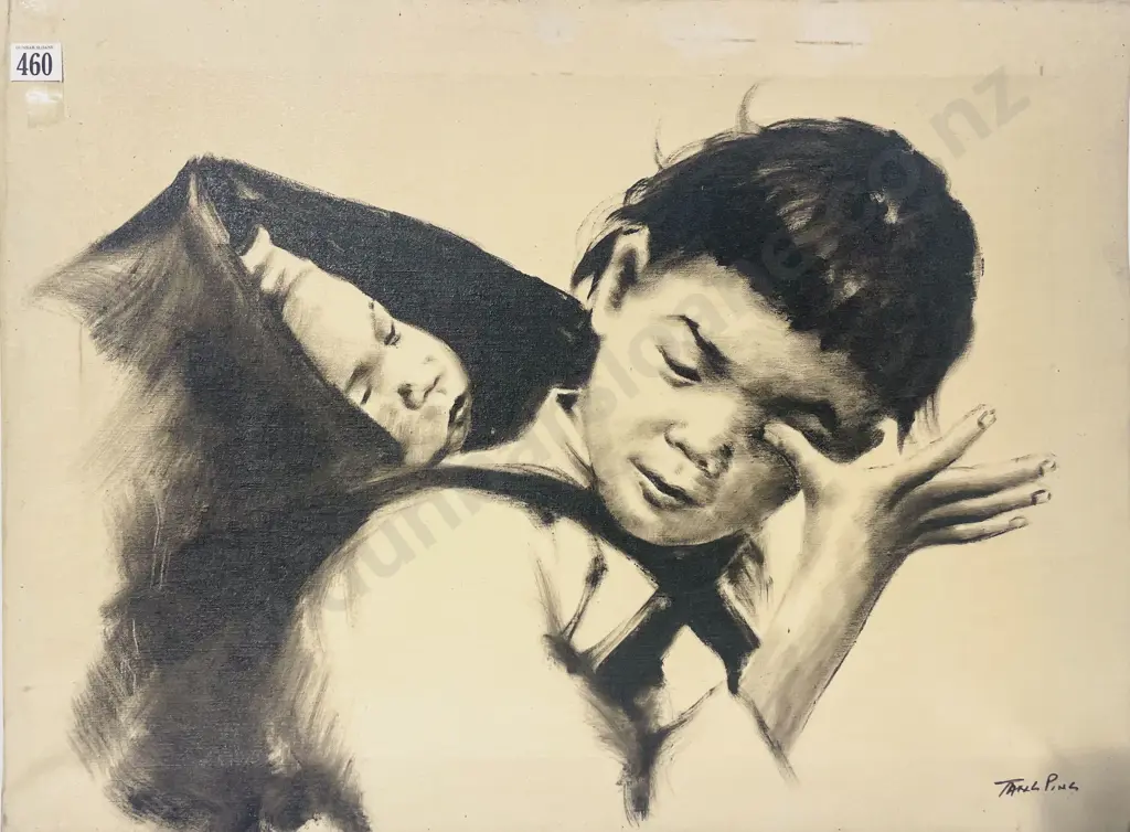 Tang Ping - "Portrait Study" - Mixed Media on Canvas Image 1++