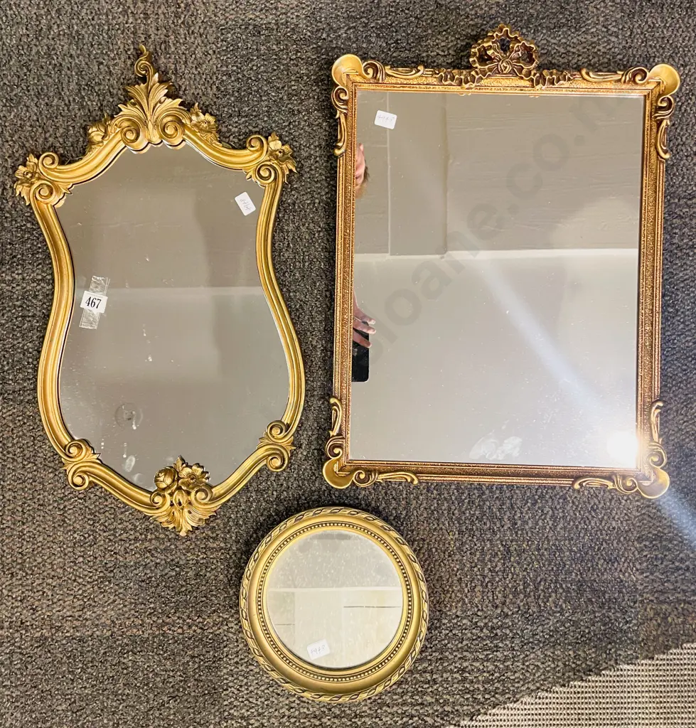 Three Assorted Gilt Framed Wall Mirrors Image 1++