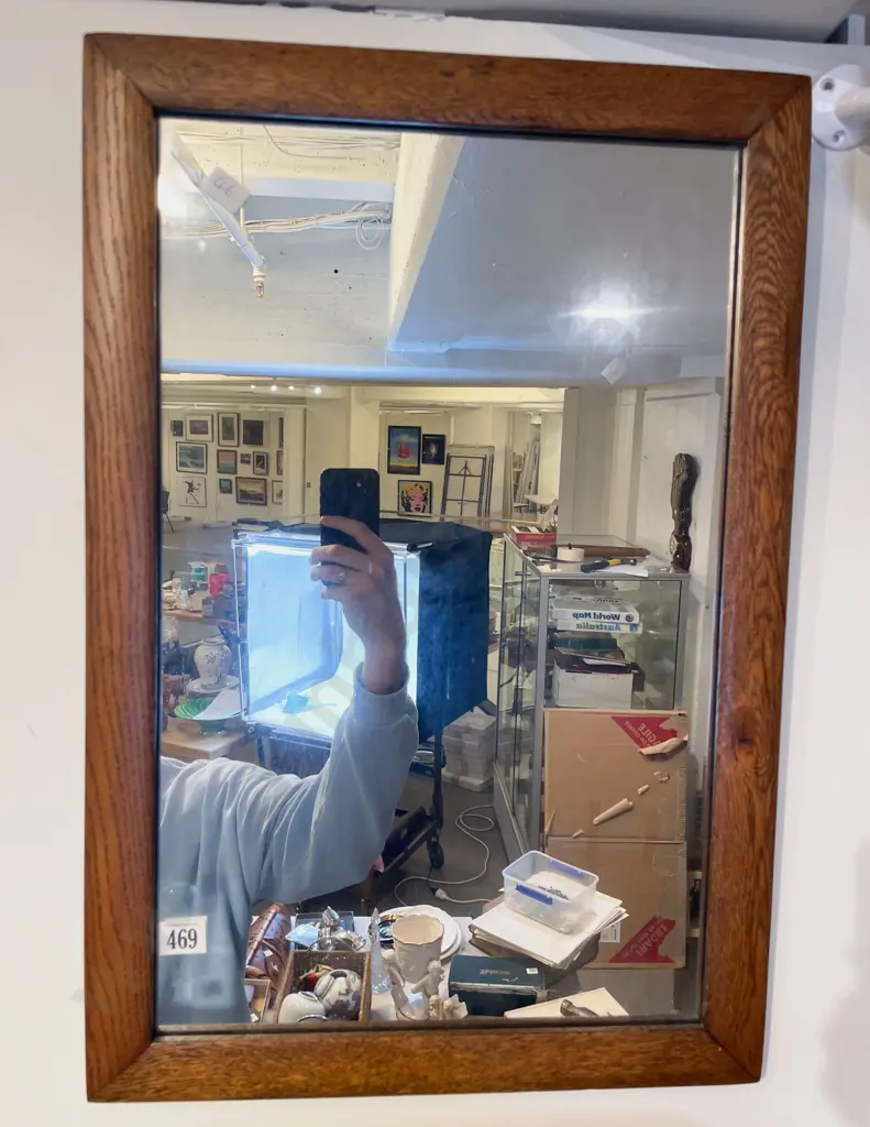 Oak Framed Rectangular Wall Mirror Image 1++