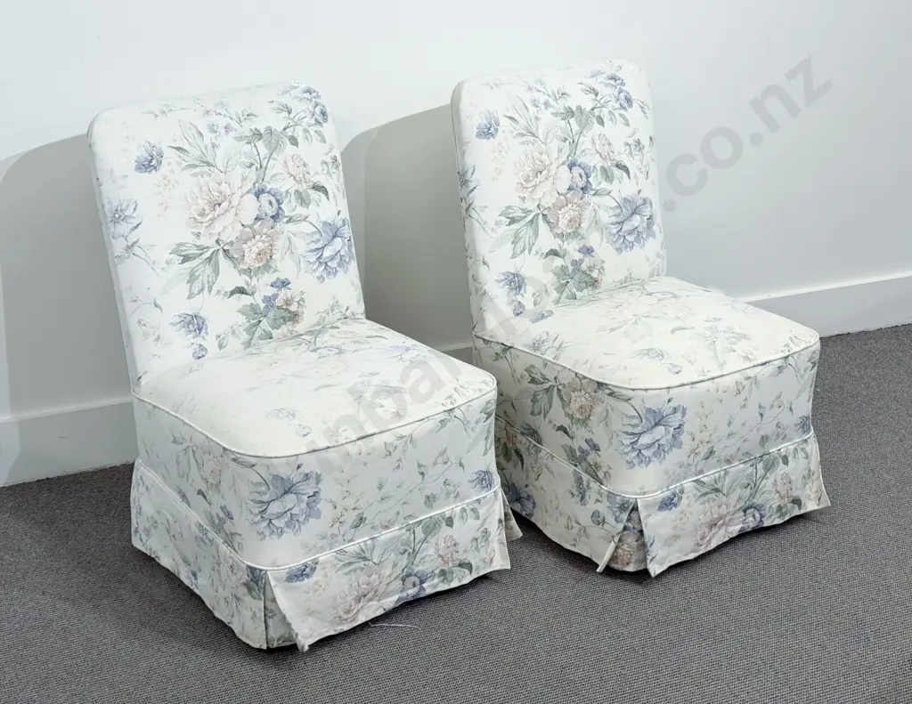 Pair of Floral Upholstered Bedroom Chairs Image 1++