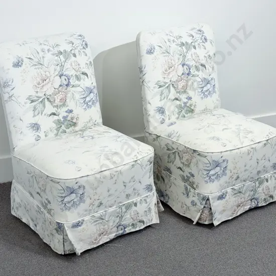Pair of Floral Upholstered Bedroom Chairs