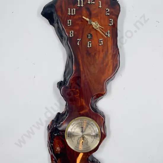 Natural Form Wooden Wall Clock/Barometer