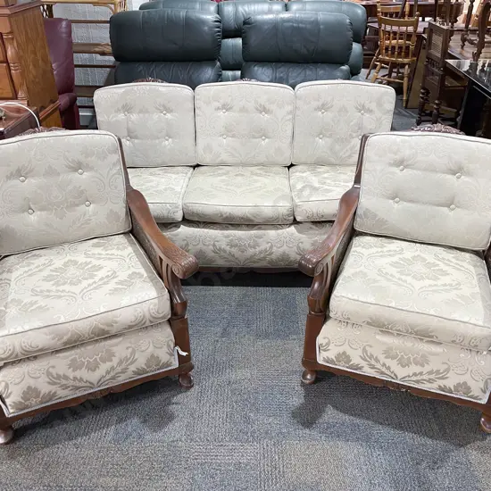 Three Piece Mahogany & Wycombe Cane Lounge Suite