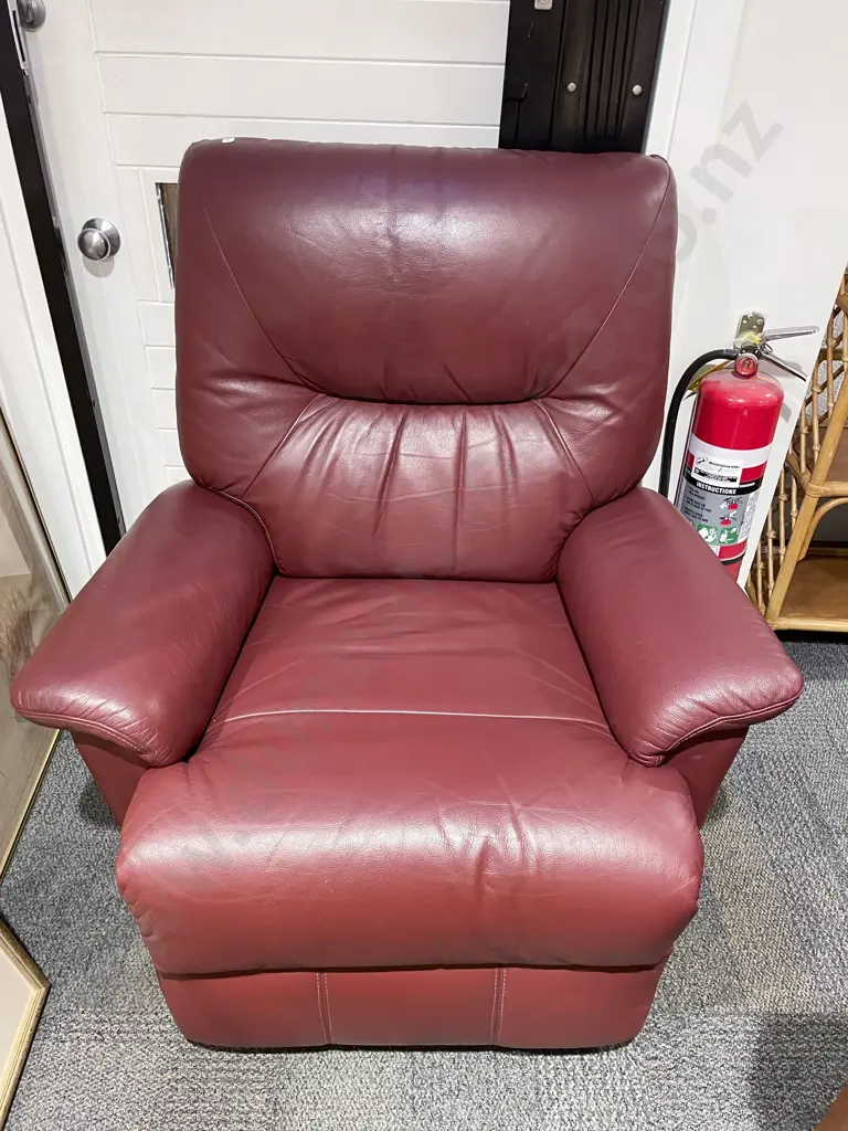 Burgundy Leather  Reclining Armchair Image 1++