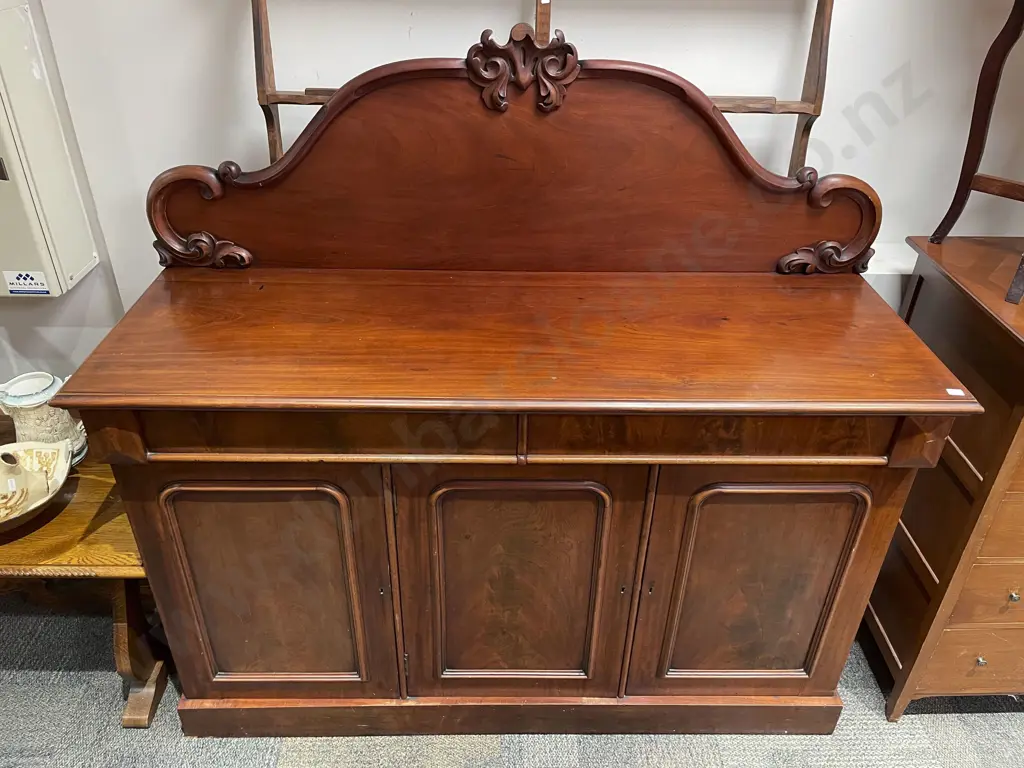 Victorian Mahogany Sideboard with Gallery Back Image 1++
