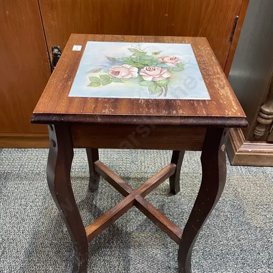 Mahogany Tile Top Occasional Table