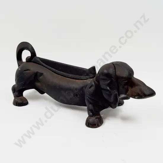 Antique Cast Iron Daschund Book Scraper