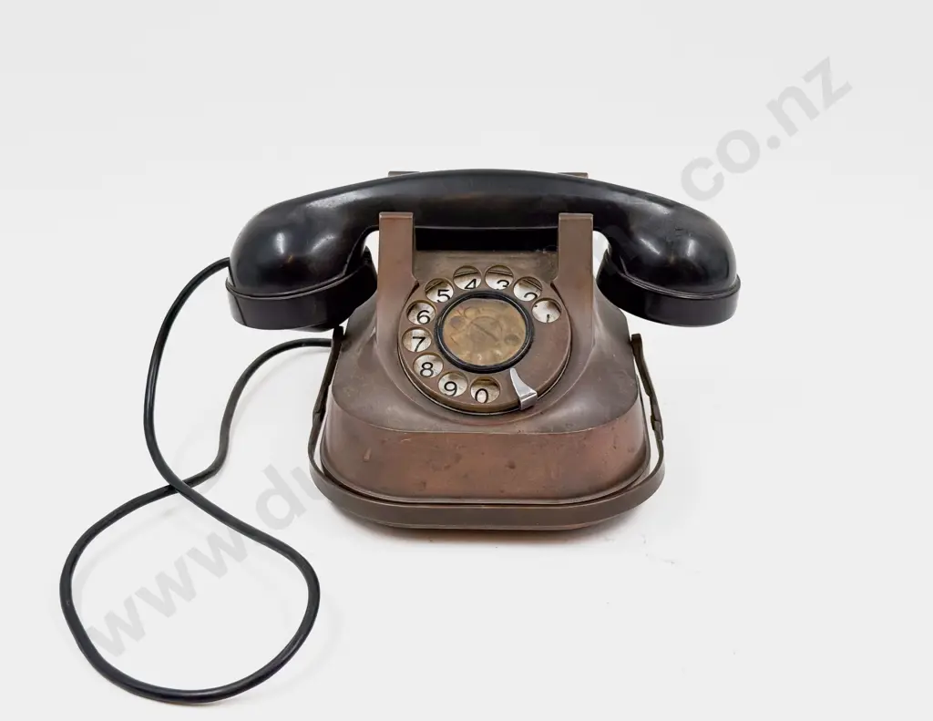 Vintage Industrial C20th Belgium Copper Rotary Dial Desk Telephone Image 1++