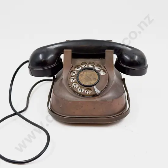 Vintage Industrial C20th Belgium Copper Rotary Dial Desk Telephone