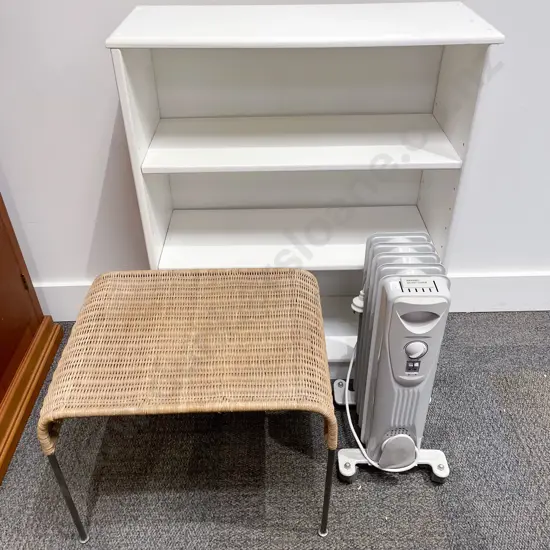 Low Bookcase together with Stool & Heater