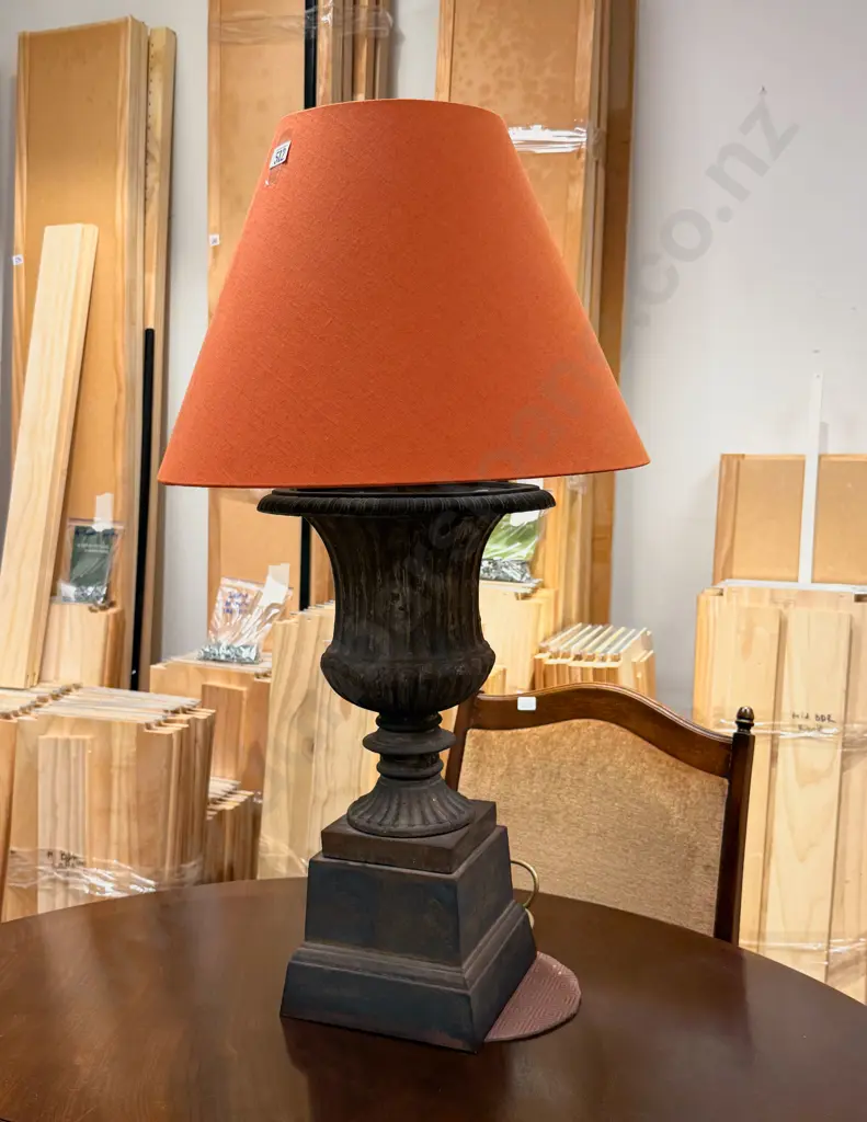 Cast Iron Urn on Stand Converted to Table Lamp Image 1++