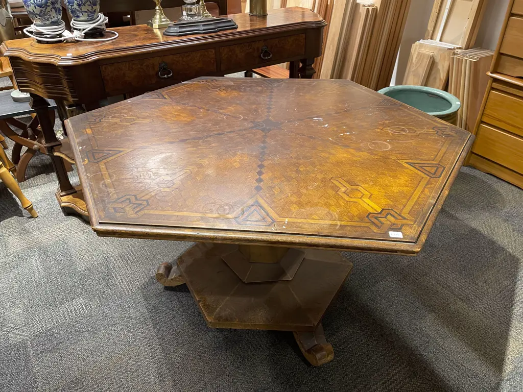 Hexagonal Marquetry Centre Table Image 1++