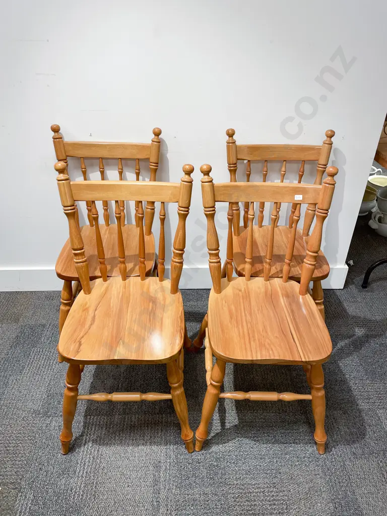 Set of Four Spindle Back Kitchen Chairs Image 1++