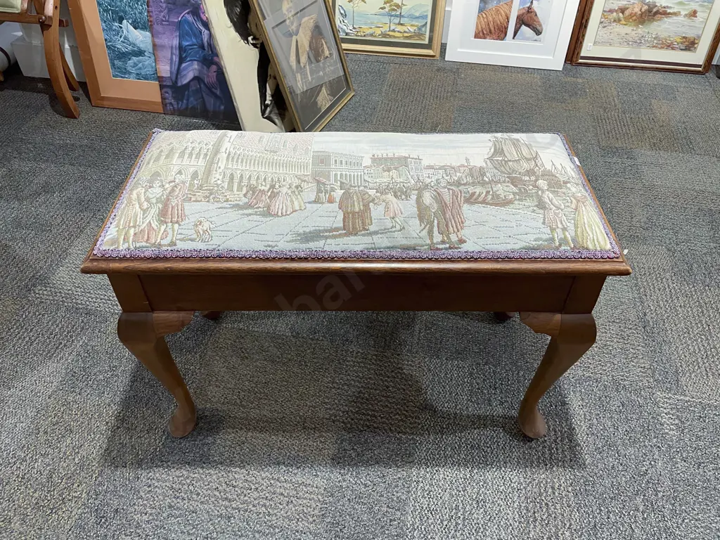 Two Tapestry Topped Piano Stools Image 1++