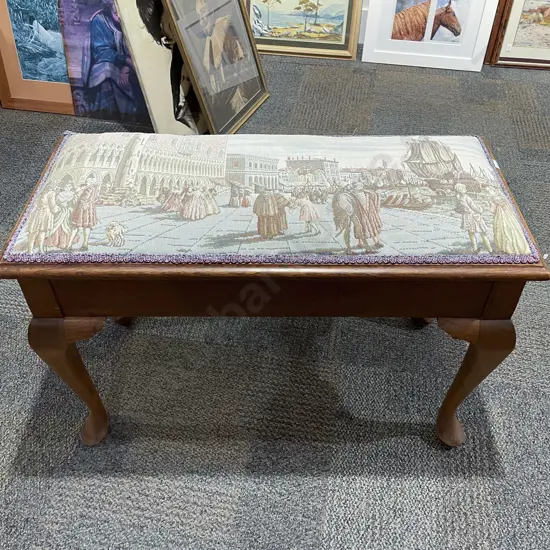 Two Tapestry Topped Piano Stools