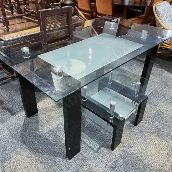 Modern Glass Top Dining Table together with Matching Coffee Table