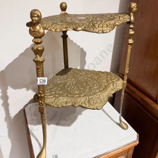 Brass Two Tier Corner Whatnot