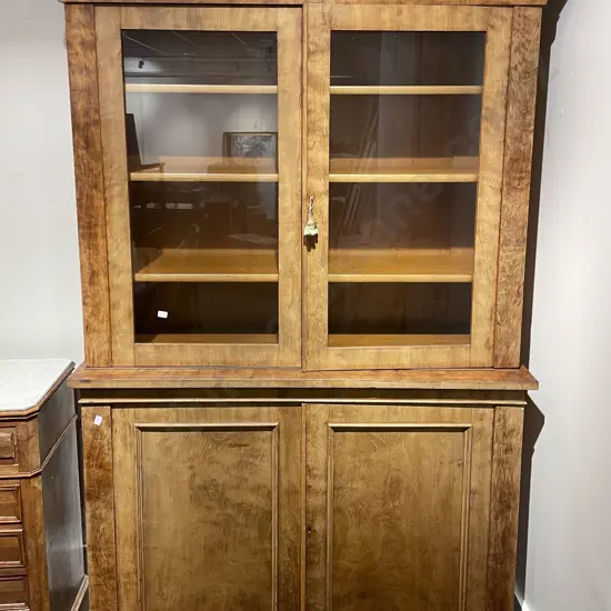 Victorian Walnut Bookcase Cabinet
