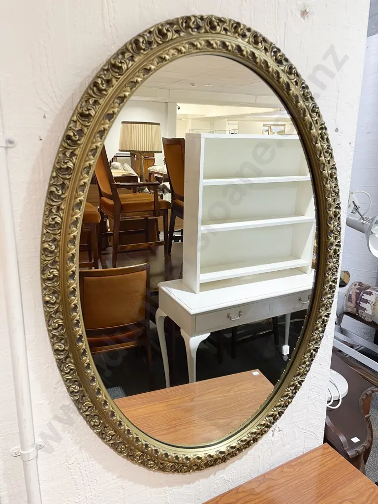 Gilt Framed Oval Wall Mirror Image 1++