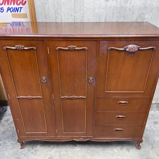 Large Mahogany Entertainment  Cabinet with Drop Down Bar