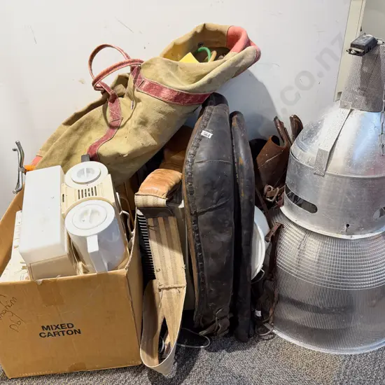 Large Quantity of Assorted Incl Industrial Light Fittings Vintage Sprayer etc