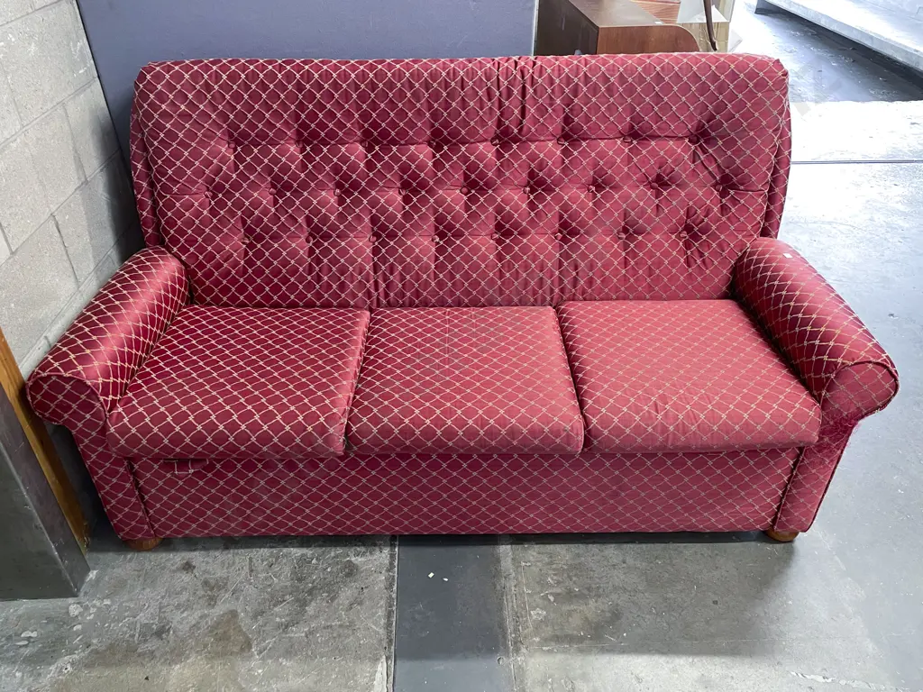 Modern Upholstered Button Back Three Seater Sofa Image 1++