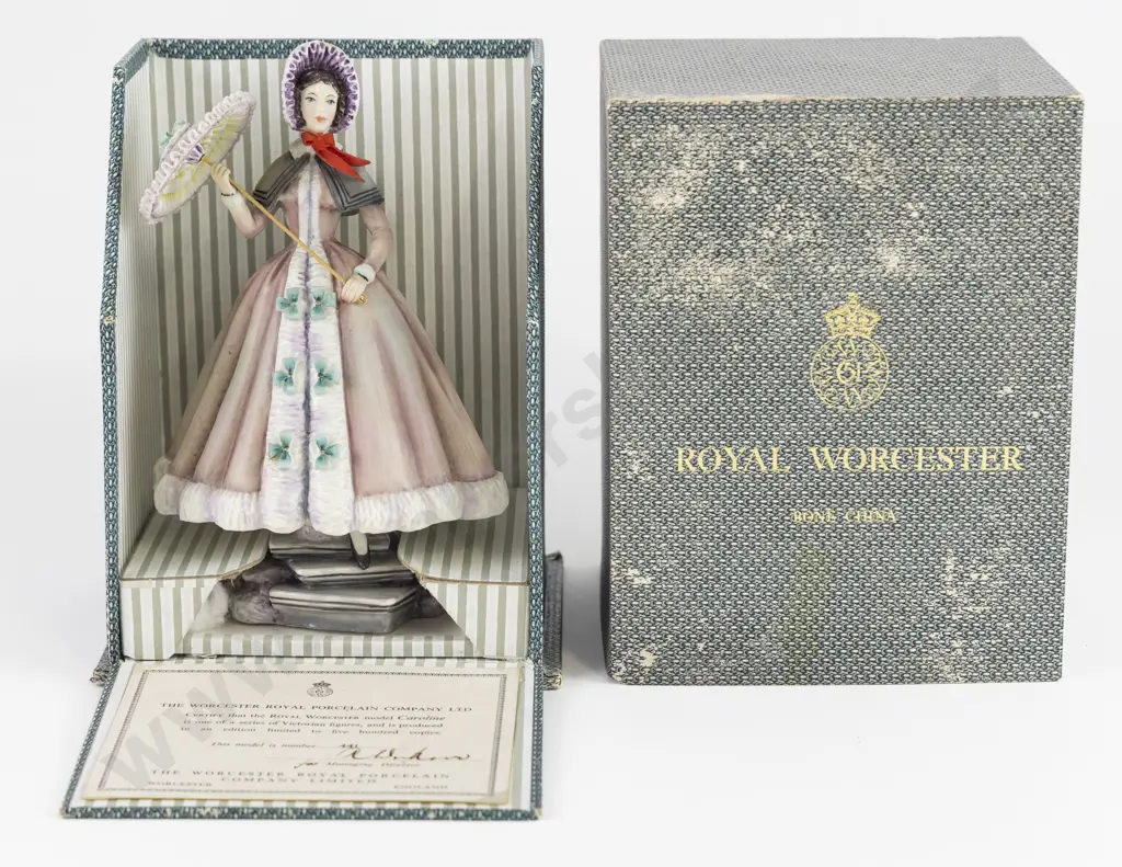 Original Boxed Royal Worcester Figure "Caroline" Image 1++
