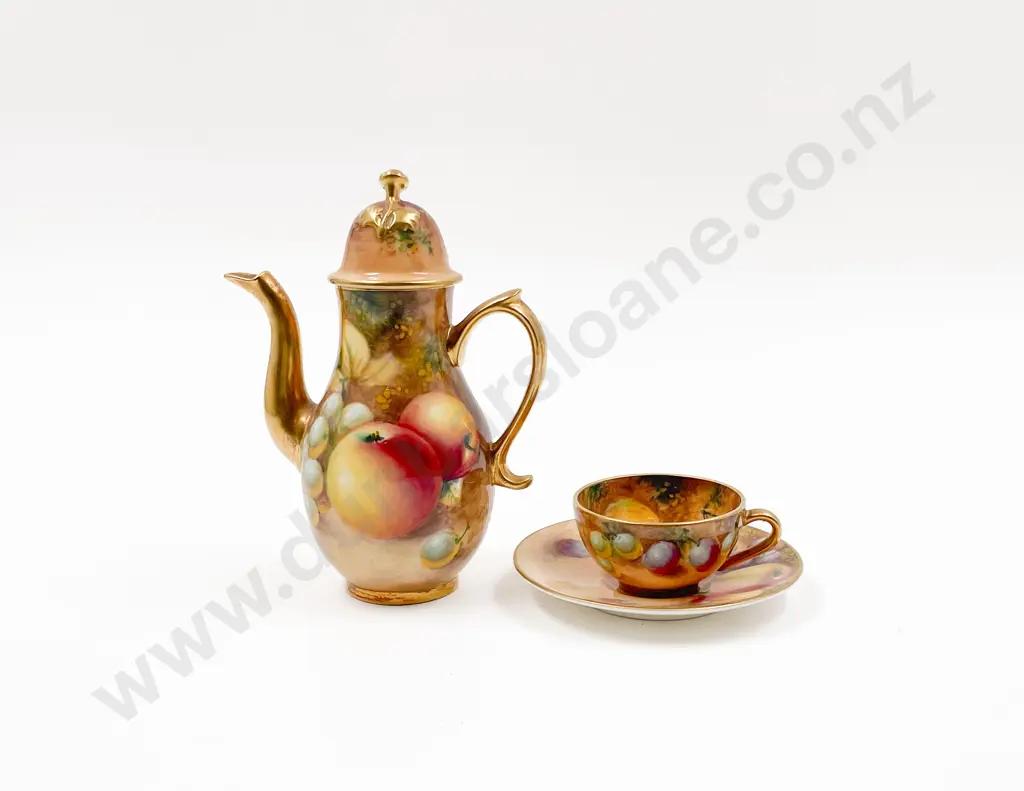 Royal Worcester Miniature Coffee Pot & Cup & Saucer Image 1++