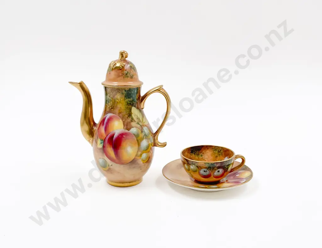 Royal Worcester Miniature Coffee Pot & Cup & Saucer Image 1++