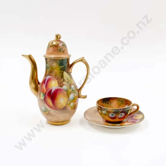Royal Worcester Miniature Coffee Pot & Cup & Saucer