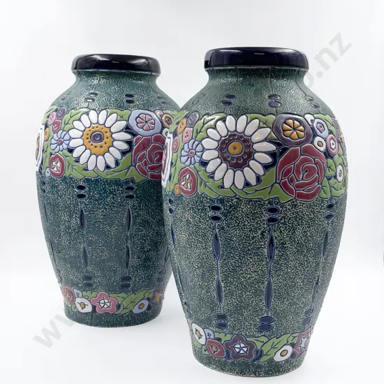 Pair Early C20th Amphora Mantel Vases