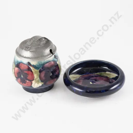 Moorcroft Pansy Pattern Covered Sugar Bowl