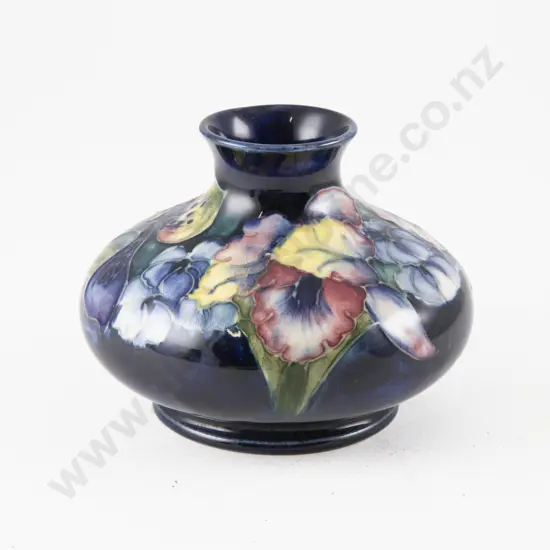 Moorcroft Squat Circular Orchid Pattern Vase