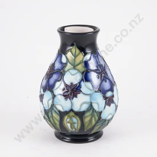 Moorcroft Tudor Rose Blue Pattern Ovoid Vase