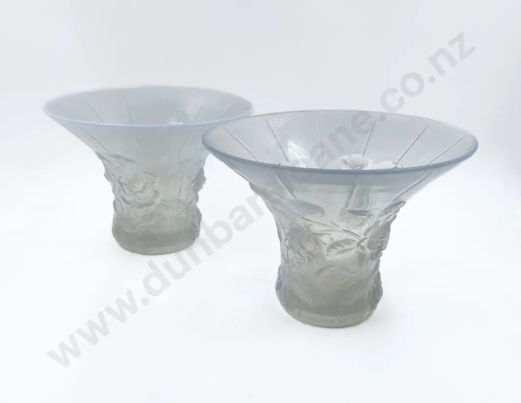 Pair Barolac Czechoslovakia Art Deco Flared Rim Vases Image 1++