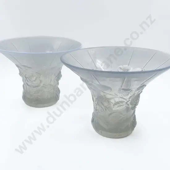 Pair Barolac Czechoslovakia Art Deco Flared Rim Vases