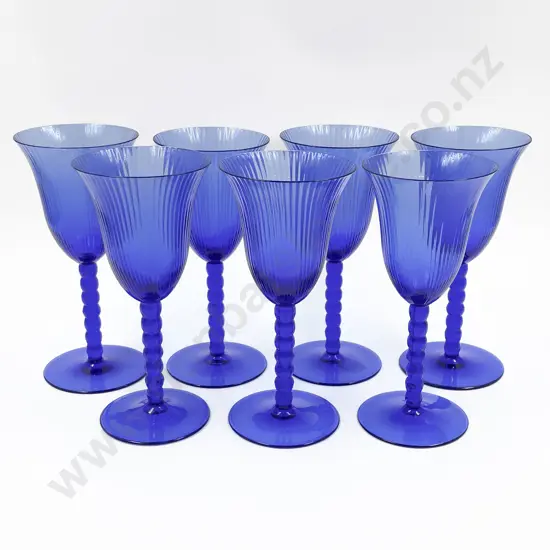Seven Venetian Hand Blown Wine Glasses